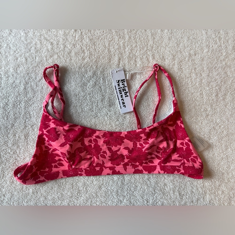 NWT Bright Swimwear Floral Bikini Top, XS